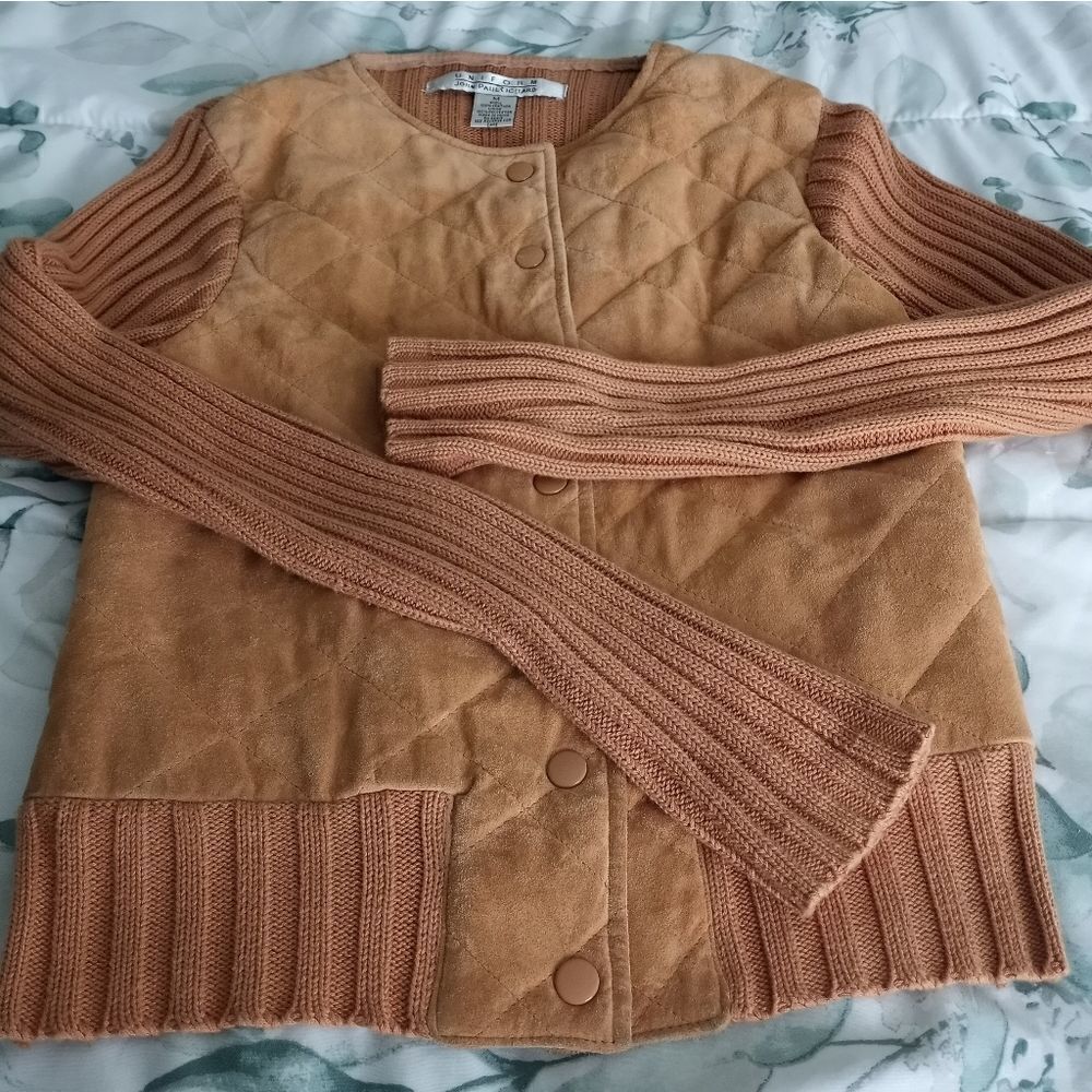 Uniform John Paul Richard M 100% Leather&Knitted Longslves Button Lined Women's